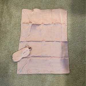 Pink silk pillowcase and eye mask